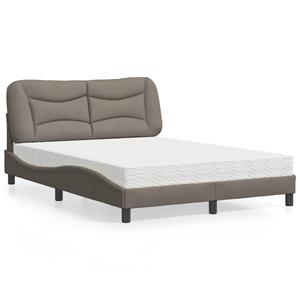VidaXL Bed met matras stof taupe 140x190 cm