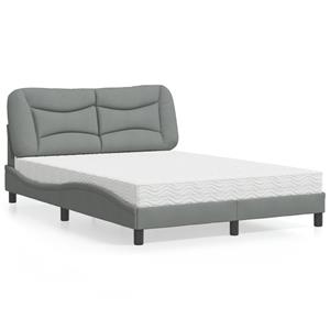 VidaXL Bed met matras stof lichtgrijs 140x200 cm