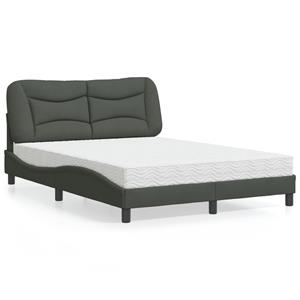 VidaXL Bed met matras stof donkergrijs 140x200 cm