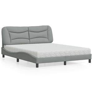 VidaXL Bed met matras stof lichtgrijs 160x200 cm