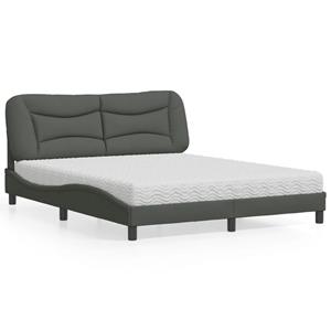 VidaXL Bed met matras stof donkergrijs 160x200 cm
