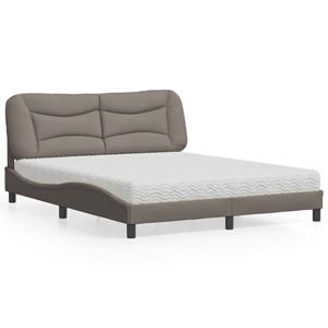 VidaXL Bed met matras stof taupe 160x200 cm