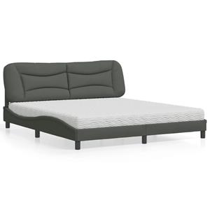 VidaXL Bed met matras stof donkergrijs 180x200 cm