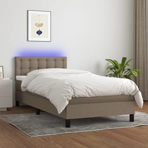 VidaXL Boxspring met matras en LED stof taupe 80x200 cm