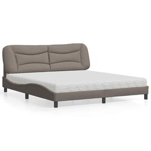 VidaXL Bed met matras stof taupe 180x200 cm