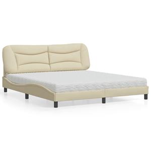 VidaXL Bed met matras stof crèmekleurig 180x200 cm