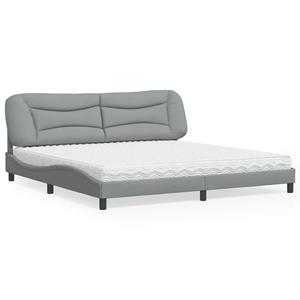 VidaXL Bed met matras stof lichtgrijs 200x200 cm