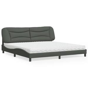 VidaXL Bed met matras stof donkergrijs 200x200 cm