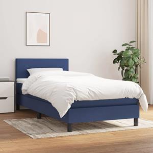 VidaXL Boxspring met matras stof blauw 100x200 cm