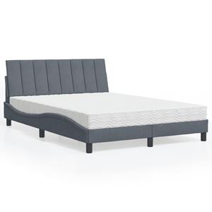 VidaXL Bed met matras fluweel donkergrijs 140x190 cm