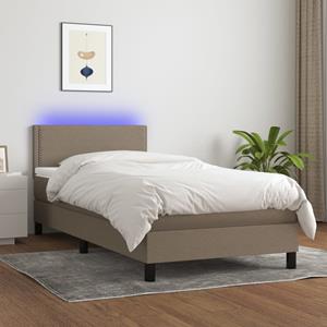 VidaXL Boxspring met matras en LED stof taupe 80x200 cm