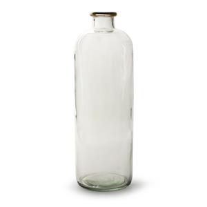 Jodeco Bloemenvaas Jardin met gouden rand - helder transparant glas - D11 x H33 cm - flesvaas -