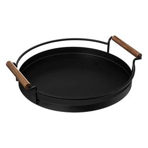 5five Keuken serveer dienblad met opstaande rand - metaal - Dia cm - 2 handvaten - zwart -