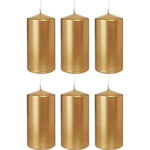 Trend Candles 6x Kaarsen goud 6 x 12 cm branduren sfeerkaarsen -