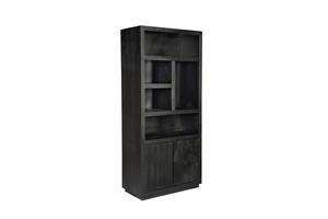 Het Steigerhouthuis Boekenkast Brussel Black | 5 vakken - 2 deuren