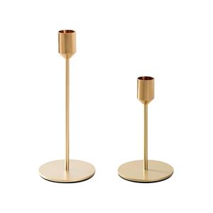 QUVIO Kandelaars - Set van 2 - Metaal - Goud