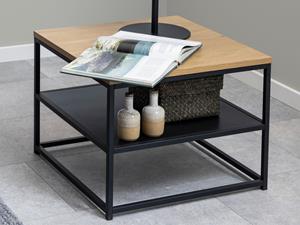 Mobistoxx Vierkante salontafel GINNA 55 cm zwart/wilde eik