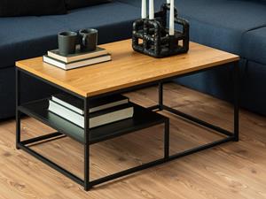 Mobistoxx Rechthoekige salontafel GINNA 90 cm zwart/wilde eik