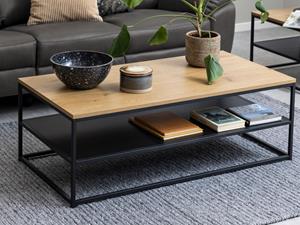 Mobistoxx Rechthoekige salontafel GINNA 120 cm zwart/wilde eik