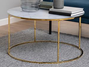 Mobistoxx Ronde salontafel TROY Ø80 cm wit marmer/goud