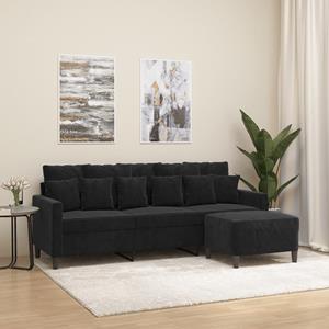 VidaXL Driezitsbank met voetenbank 180 cm fluweel zwart