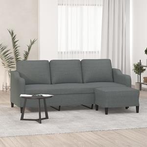 VidaXL Driezitsbank met voetenbank 180 cm stof donkergrijs
