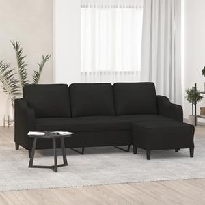 VidaXL Driezitsbank met voetenbank 180 cm stof zwart