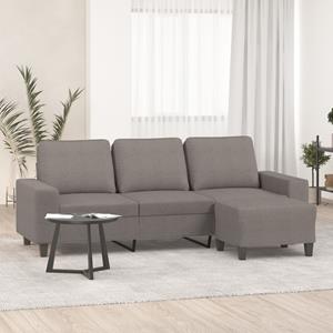 VidaXL Driezitsbank met voetenbank 180 cm stof taupe