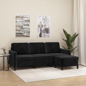 VidaXL Driezitsbank met voetenbank 180 cm fluweel zwart