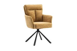 Invicta Interior Bureaustoel BIG GEORGE mosterdgeel structuurstof met zwart metalen armleuning - 44437