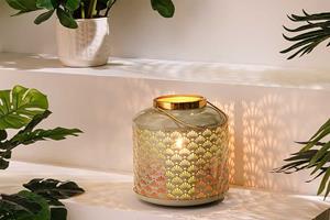 Invicta Interior Decoratieve lantaarn KAARSLICHT 20cm pastelgroene metalen handgemaakte lantaarn - 43828