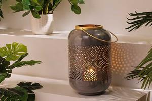 Invicta Interior Decoratieve lantaarn KAARSLICHT 30cm grijze metalen handgemaakte lantaarn - 43831