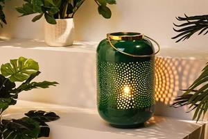 Invicta Interior Decoratieve lantaarn KAARSLICHT 30cm edelgroene metalen handgemaakte lantaarn - 43829