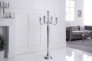 Invicta Interior Kandelaar MODERN BAROK 120cm zilveren 5-armige kroonluchter gepolijst aluminium kandelaar - 17365