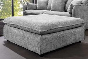 Invicta Interior Grote kruk HEAVEN 100cm grijs Bouclé gestoffeerde kruk veerkern - 44191
