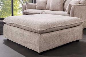 Invicta Interior Grote kruk HEAVEN 100cm champagne beige Bouclé gestoffeerde kruk veerkern - 44186