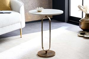Invicta Interior Ronde bijzettafel ELEGANCE 60cm witgoud antiek marmer metaal aluminium handgemaakt - 43612