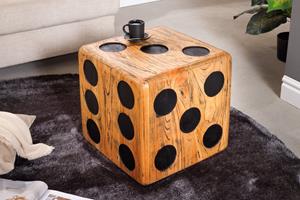 Invicta Interior Massieve kubuskruk CUBE 41cm naturel Mindi houten bijzettafel stapelbaar - 41811