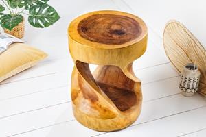 Invicta Interior Sculpturale bijzettafel ARTE 35cm natuurlijk suarhout rond handgemaakt op Bali kruk - 41808