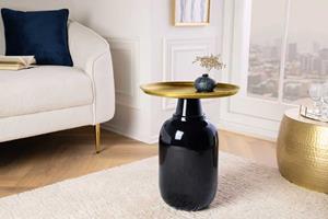 Invicta Interior Ronde bijzettafel ELEGANCIA 50cm goud antiek zwart metaal ijzer handgemaakt - 43497