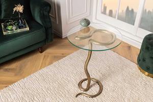 Invicta Interior Ronde bijzettafel WILDLIFE SNAKE 65cm antiek koper metaal glas handgemaakt - 43513