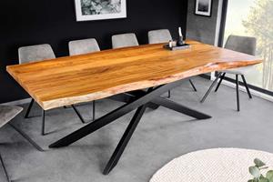 Invicta Interior Massief houten eettafel MAMMUT 200cm acacia zwart metalen boomrand 6cm tafelblad - 43784
