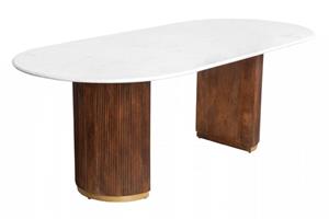 Invicta Interior Design eettafel GATSBY 240cm bruin goud mangohout ovaal wit marmeren blad - 44084