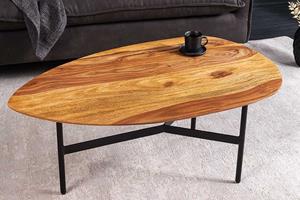 Invicta Interior Massief houten salontafel BEAUTY BY NATURE 90cm Sheesham stenen afwerking niertafel driehoekig metaal - 43748