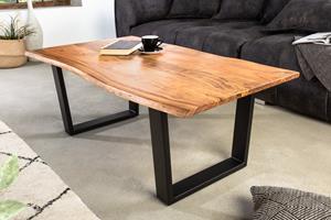 Invicta Interior Massief houten salontafel MAMMUT 120cm natuurlijk acacia V-frame zwart 2,5cm tafelblad - 41655