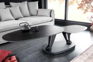 Invicta Interior Draaibare salontafel MOVEMENT zwartgrijs beton leisteen keramiek 2 niveaus metalen onderstel - 44235