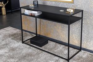 Invicta Interior Moderne consoletafel DURA STEEL 100cm zwart metalen plank twee planken - 43328