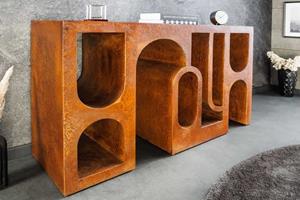 Invicta Interior Abstracte consoletafel ART AMBIENTE 120cm koper patinalook beton rondboogdesign - 44309