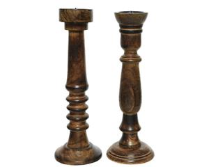 Decoris Kandelaar Mangohout Bruin Wash Dia15x45cm