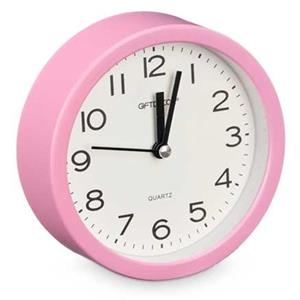 Wekker/alarmklok Good Morning - roze - kunststof - dia 12 cm - staand - rond -